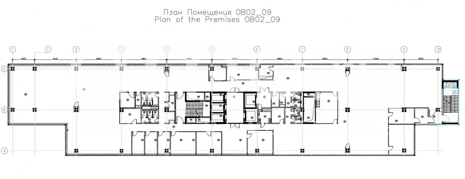 Планировка офиса 1397.7 м², 9 этаж, Бизнес-центр «Химки Бизнес-парк» фаза 2
